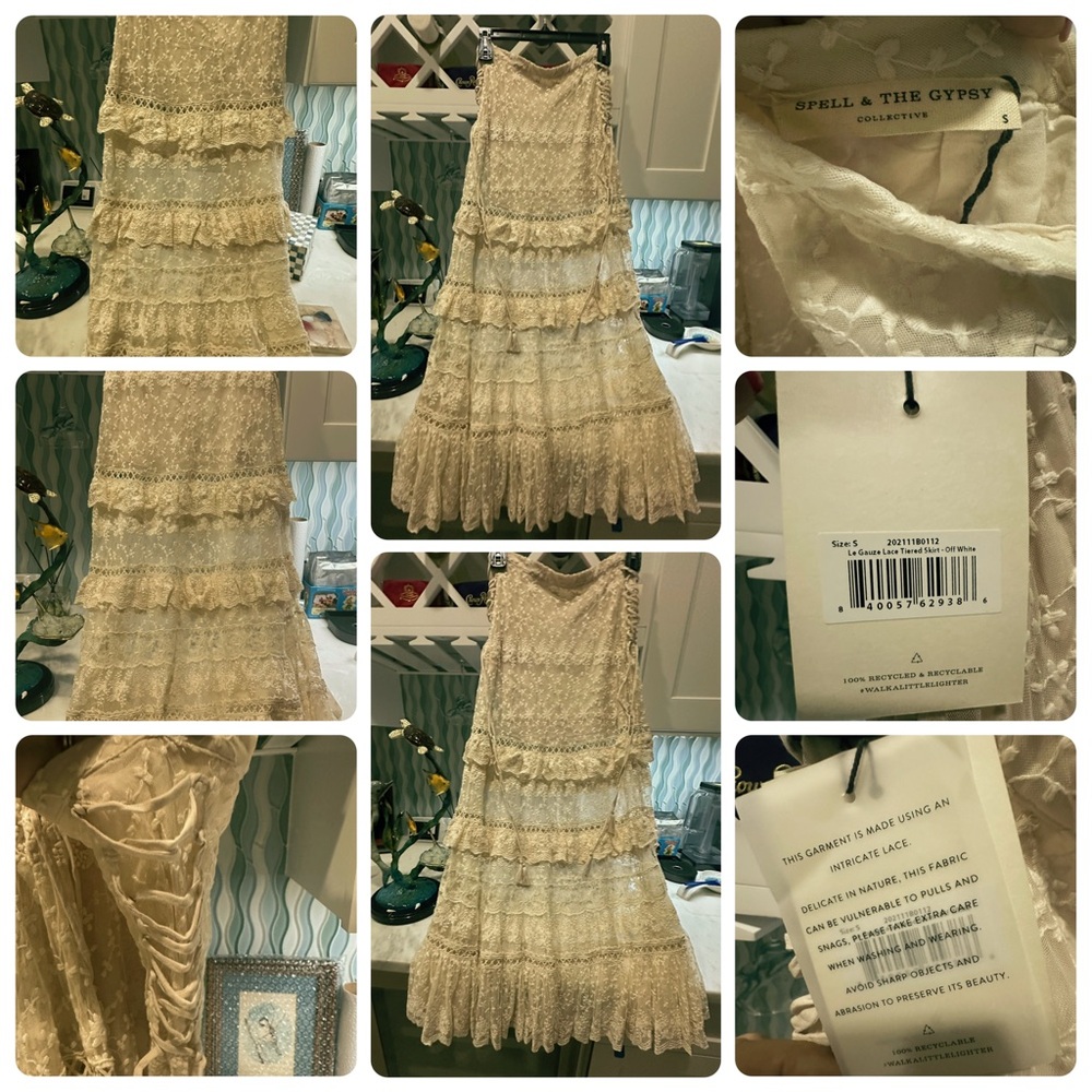 Spell SET Cream Le Guaze Lace 2 pc set skirt&bustier sz (S)both BNWT (more pics) - Picture 3 of 9
